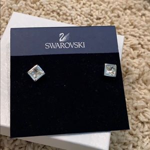 Swarovski Square -Shaped Crystal Earrings New